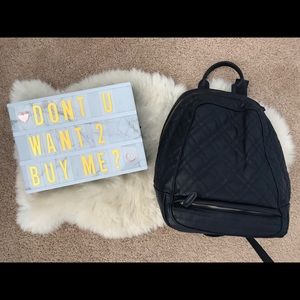 Navy faux leather backpack